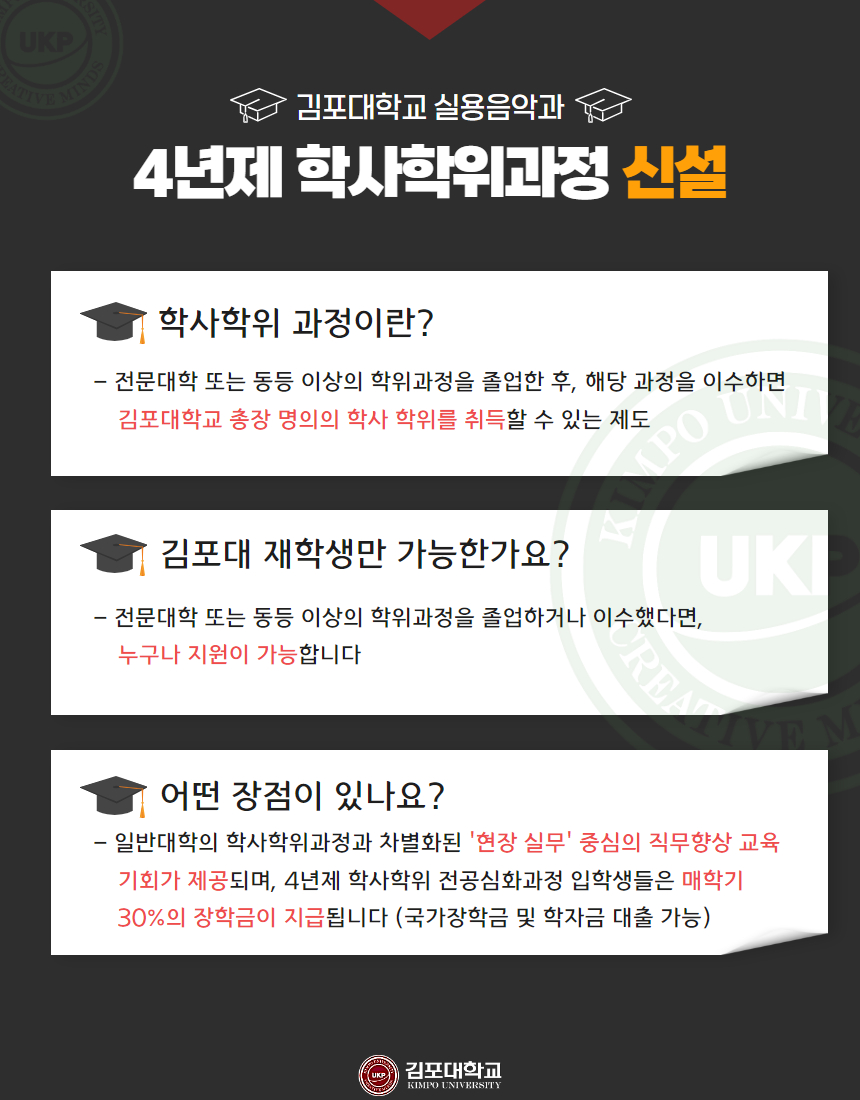 김포대학교 실용음악과, 학사학위 전공심화과정 신설