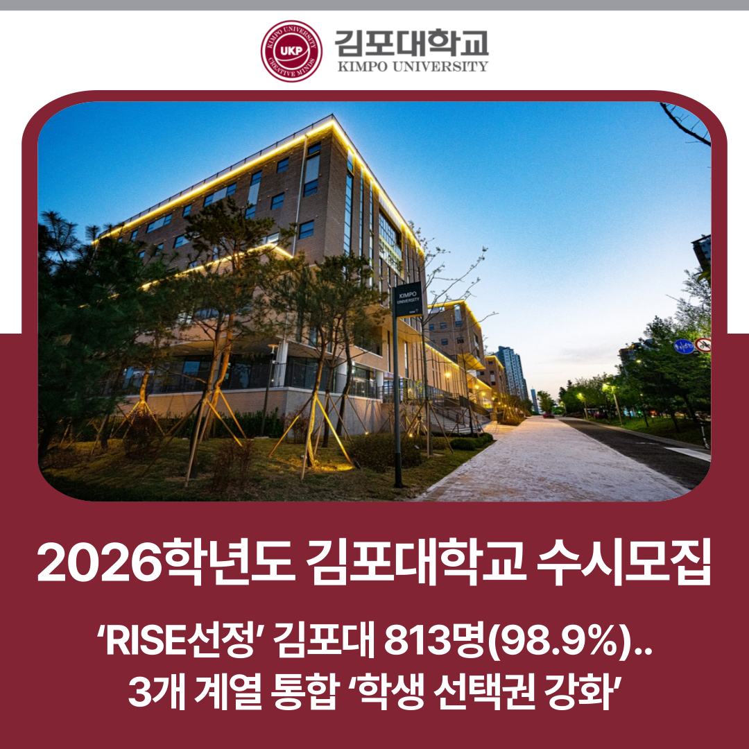 [2026수시] ‘RISE선정’ 김포대 813명(98.9%).. 3개 계열 통합 ‘학생 선택권 강화’